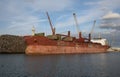 Bulk carrier ship about to load scrap metals, UK