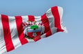 Southampton Football Club flag waving in the wind on a clear day