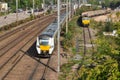 Southbound train passes Hitchin goods yard