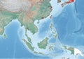 Southeast Asia continent Illustration with urban areas Royalty Free Stock Photo