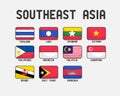 Southeast Asia flags set