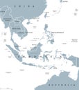 Southeast Asia political map Royalty Free Stock Photo