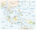 Southeast asia vector map with coordinates and scale Royalty Free Stock Photo