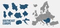 Southeast Europe map. Balkans map Serbia, Croatia, Bulgaria, North Macedonia, Romania, Albania maps with regions. Royalty Free Stock Photo
