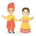 Southeast Sulawesi Children. Indonesian Children Cartoon Vector