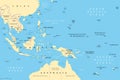 Southeast Asia, Melanesia, and Micronesia, political map Royalty Free Stock Photo