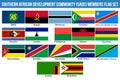 Southern African Development Community, SADC Members Flag Set Vector Illustration Royalty Free Stock Photo