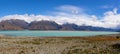 Southern Alps and lake Pukaki panorama, South Island, New Zealand Royalty Free Stock Photo