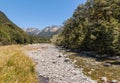 Southern Alps landscape with mountain range and river near Nelson Lakes National Park, New Zealand Royalty Free Stock Photo