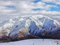 Southern Alps mountains on the South Island of New Zealand covered by snow in the winter afternoon Royalty Free Stock Photo