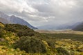 Southern Alps. Trek to Lake Tasman. South Island, New Zealand