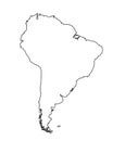 Southern America vector map contour silhouette illustration isolated on white background.