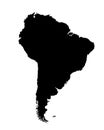 Southern America vector map silhouette illustration isolated on white background
