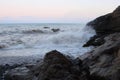 The southern coast of the Crimean peninsula near the town Malorechensk. Ukraine. Storm on the Black Sea.