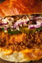 Southern Country Fried Chicken Sandwich Royalty Free Stock Photo