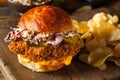 Southern Country Fried Chicken Sandwich Royalty Free Stock Photo