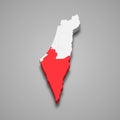 Southern district location within Israel 3d map Royalty Free Stock Photo