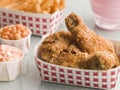 Southern Fried Chicken Coleslaw Baked Beans Fries Royalty Free Stock Photo