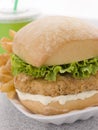 Southern Fried Chicken Fillet Burger Royalty Free Stock Photo