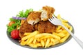 Southern fried chicken fillets and French fries meal Royalty Free Stock Photo