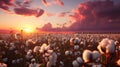 Southern Gothic-inspired Cotton Field At Sunset