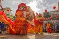 Southern Lion Dance at Eye Opening ceremony, Lady Thien Hau pagoda, Vietnam