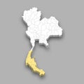 Southern region location within Thailand map