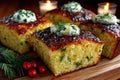 Southern style Christmas cornbread with honey butter Royalty Free Stock Photo