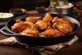 southern-style fried chicken in a cast-iron skillet