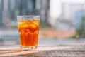 Southern style iced sweet tea in two glasses rustic wooden table Royalty Free Stock Photo