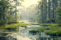 Southern Swamps, Beautiful Swamp, Natural Bog, Marsh, Mire, Southern Wetland, Morass Royalty Free Stock Photo