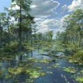 Southern Swamps, Beautiful Swamp, Natural Bog, Marsh, Mire, Southern Wetland, Morass Royalty Free Stock Photo