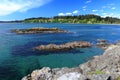 Rocky Coast on Vancouver Island at Tower Point Section of Wittys Lagoon Regional Park, British Columbia, Canada Royalty Free Stock Photo
