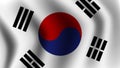 Realistic south korean flag waving vector illustration