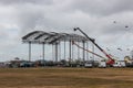 The main stage for Portsmouth`s Victorious festival being built at Southsea common