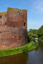 Southside with the moat of the ruin castle Teylingen in Sassenheim