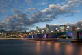 Southwark Bridge from the south bank of the River Thames in the early evening Royalty Free Stock Photo