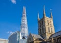 Southwark Cathedral and Shard Skyscraper