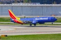 Southwest Airlines Boeing 737-800 airplane San Jose Airport in California Royalty Free Stock Photo