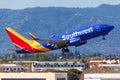 Southwest Airlines Boeing 737-700 airplane San Jose airport Royalty Free Stock Photo