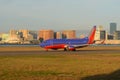 Southwest Airlines Boeing 737 at Boston Airport Royalty Free Stock Photo