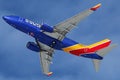 Low cost carrier Southwest airlines Boeing 737-700 in blue sky background Royalty Free Stock Photo