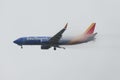 Southwest Airlines Boeing 737 MAX-8 landing in bad weather Royalty Free Stock Photo