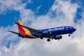 Southwest Airlines Boeing 737 plane during flight Royalty Free Stock Photo