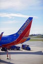 Southwest Airlines Plane  at Airport Gate Preparing for Departure Royalty Free Stock Photo