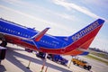 Southwest Airlines Plane at Airport Gate Preparing for Departure Royalty Free Stock Photo