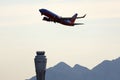 Southwest Airlines plane taking off from LAS Las Vegas Airport Royalty Free Stock Photo