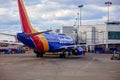 Southwest Airlines Planes at Airport Gate Preparing for Departure Royalty Free Stock Photo