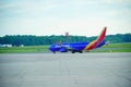 Southwest airplane at Hartford Springfield Bradley International Airport landscape