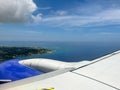 Southwest airplane wing flying above Cayman Islands